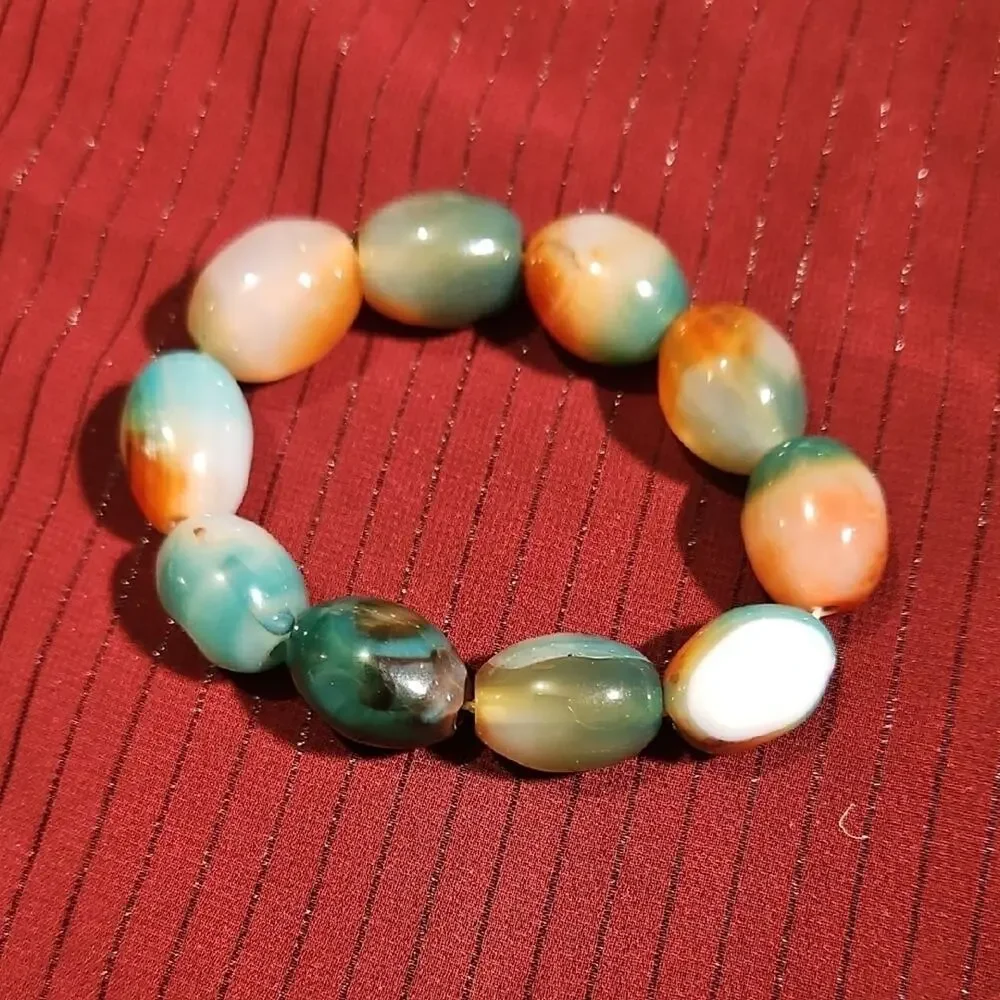 6 Assorted Handmade Vibrant Large Beaded Bracelets